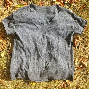 Muji 50% Yak Wool 50% Wool Steel Grey Raw Edge Boxy Sweater 🌱🌷